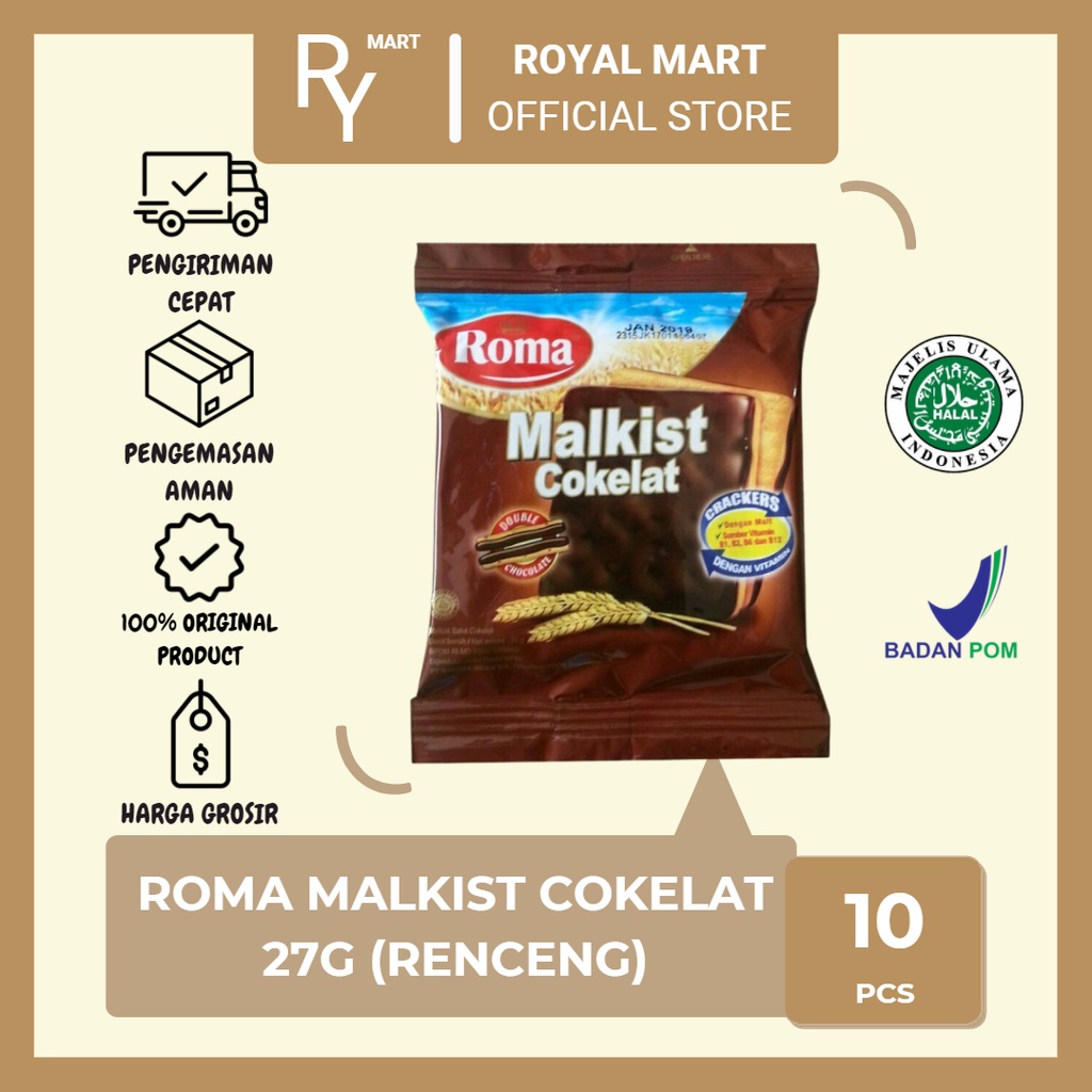 

Biskuit Roma Malkist Cokelat 27gr x 10 pcs