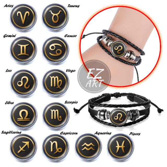 TERBARU! GELANG SIMBOL ZODIAK 12 KONSTELASI ZODIAC HOROSCOPE ELEGAN KEPANG MULTILAYER