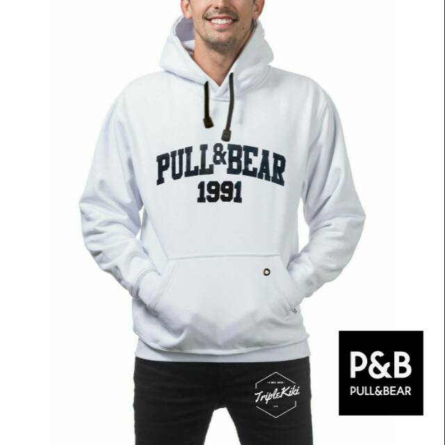 hoodie pull and bear white