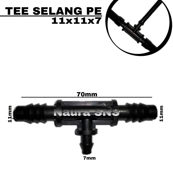TEE / TEE KONEKTOR SELANG 11MM KE 7MM / IRIGASI / KONEKTOR SELANG PE