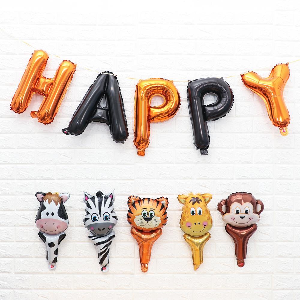 Nanas 2/6 Pcs Balon Foil Kartun Baby Shower Tema Zoo Dekorasi Ulang Tahun Anak Mainan Tiup