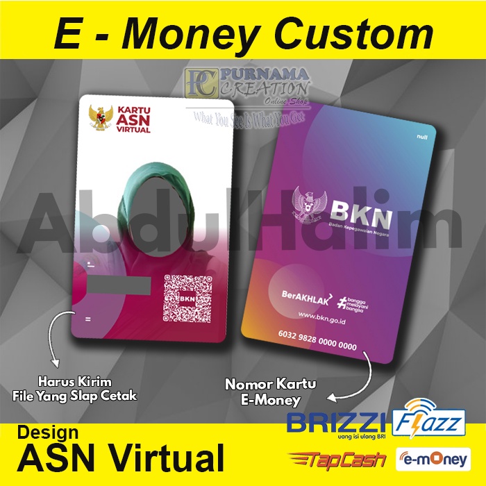 Cetak Kartu ASN Virtual BKN bisa flazz e-money tapcash brizzi Proses Hanya 1 Hari