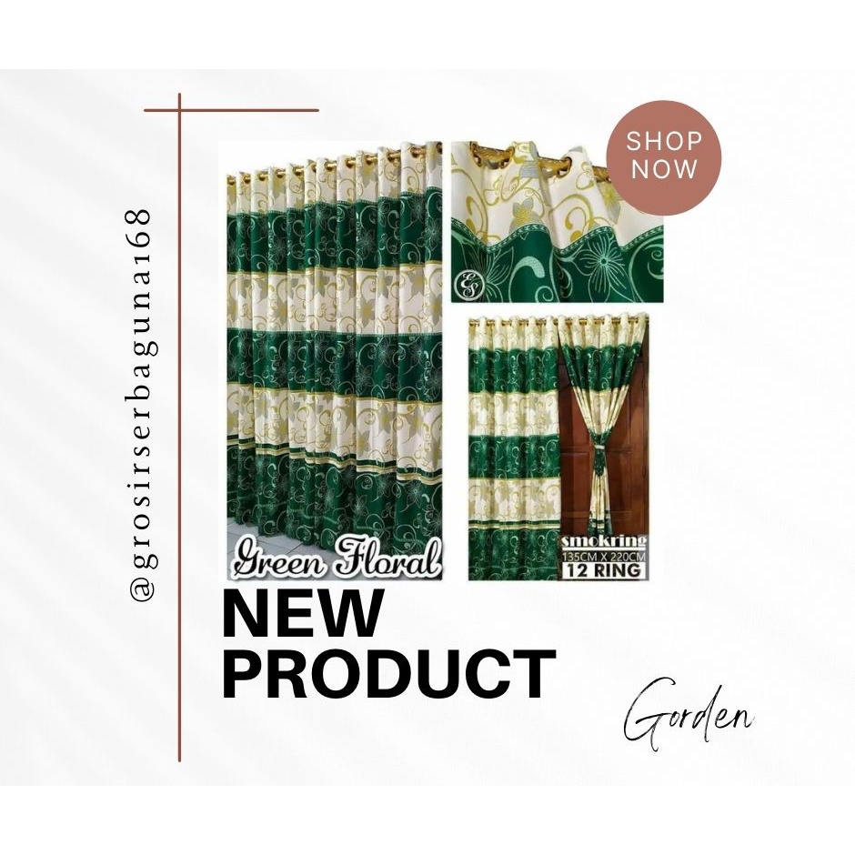Gorden Smokring Karakter 12 Ring / Gorden Pintu / Gorden Jendela Ukuran 135 X 230 Cm