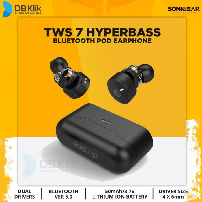 Earphone SonicGear Earpump TWS7 Hyperbass Bluetooth 5.0 ( Earpump TWS 7 )