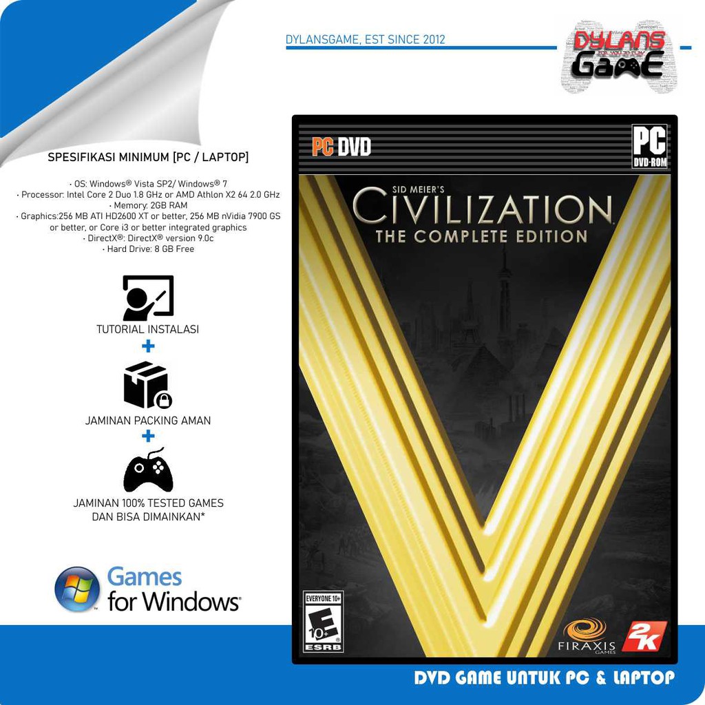 SID MEIERS CIVILIZATION V COMPLETE KASET GAME PC & LAPTOP
