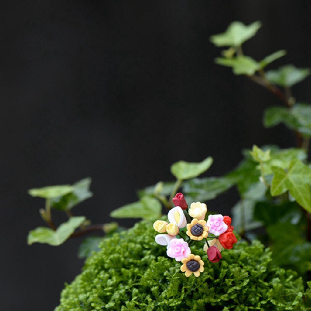 [Elegan] Bunga Buatan Lucu Rumah Boneka Lanskap Mikro DIY Resin Untuk Lumut Sukulen Tanaman Miniatur