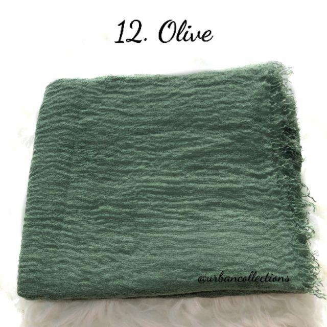 [COD] New premium crinkle hijab arabian shawl/pashmina rawis/hijab import hijab modis/arabian hijab-12. Olive