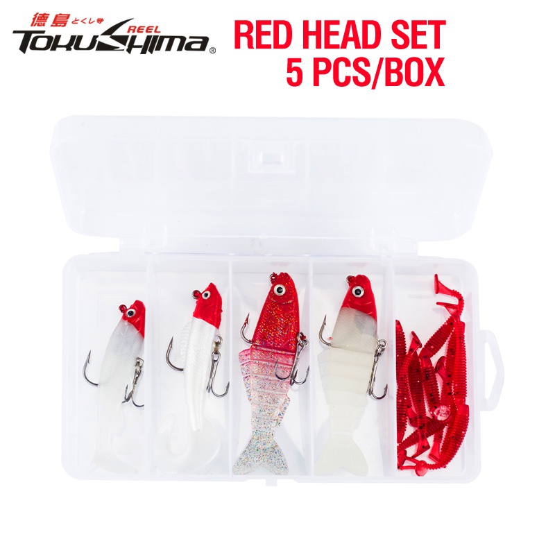 Set Umpan Pancing Softlure Bentuk Ikan Bermata 3D 5 / 8.5 / 9 / 9 / 9cm Bahan Plastik