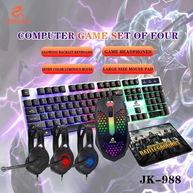 COMPUTER KEYBOARD GAMING JEQANG JK-988 4IN1 GAME SET JAYA ACC