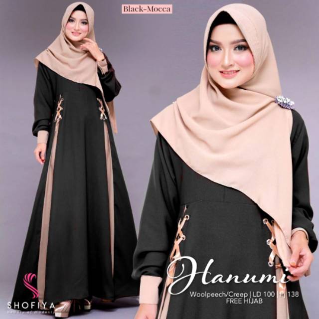 Gamis Dress Hanumi 100% Original Shofiya Mat Woolpeach
