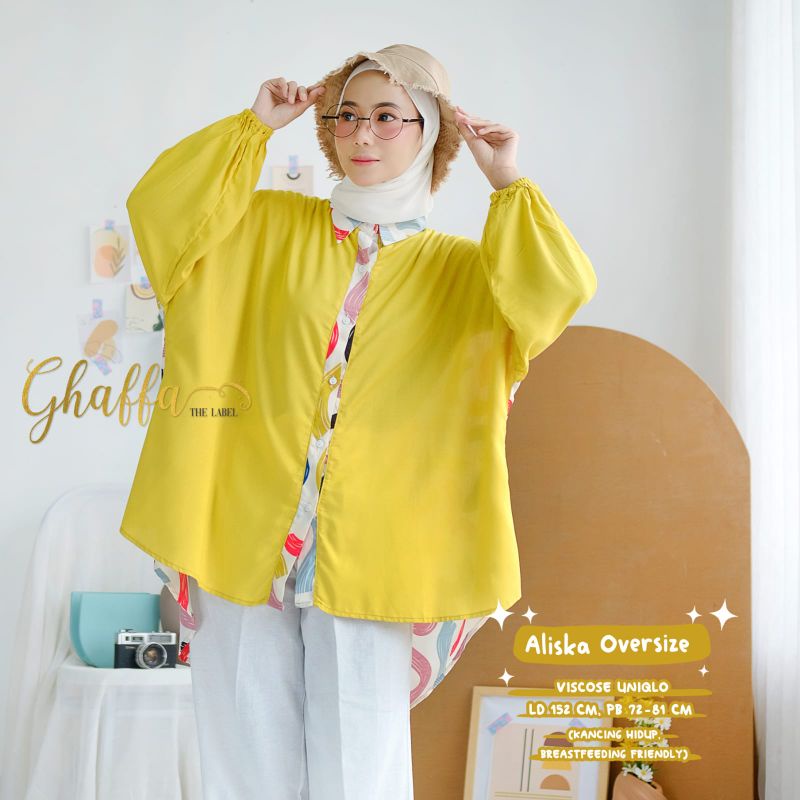 Blouse oversize motif modern / Alika oversize by ghaffa the label / Oversize muslimah premium kekinian