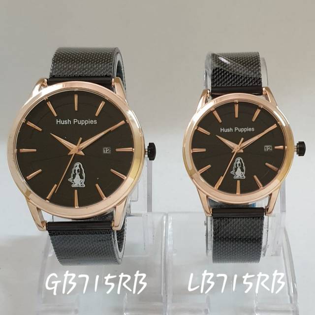 Jam Tangan Pria&amp;Wanita Hush Puppies Tanggal Strap Rantai Pasir.