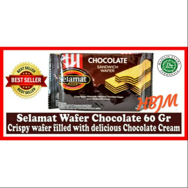 

SELAMAT WAFER CHOCOLATE 60 GR BISKUIT WAFER COKELAT / COKLAT