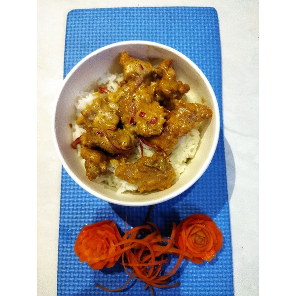 

Nasi Ayam Saus Telor Asin nasi ayam tepung telur asin