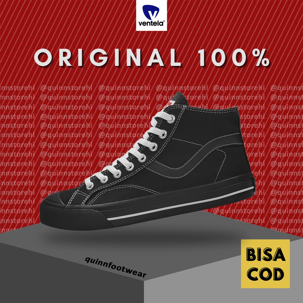 Ventela Original Public High Oreo Sepatu Casual Sneakers Tali Tinggi