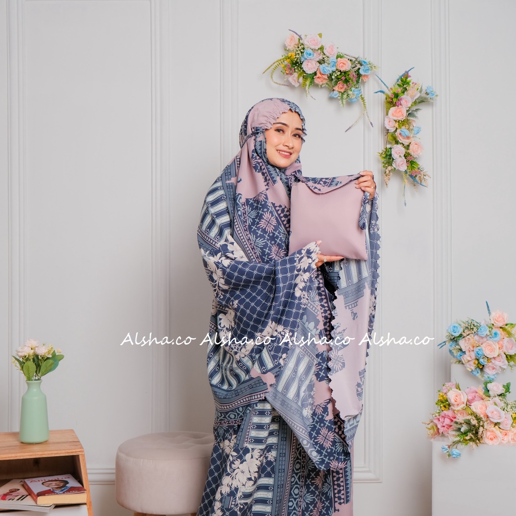 Mukena Dewasa Mukenah Maxmara Printing 2 in 1 Series Lasercut