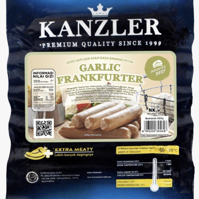 

Kanzler Garlic Frankfurter Sausage 300gr