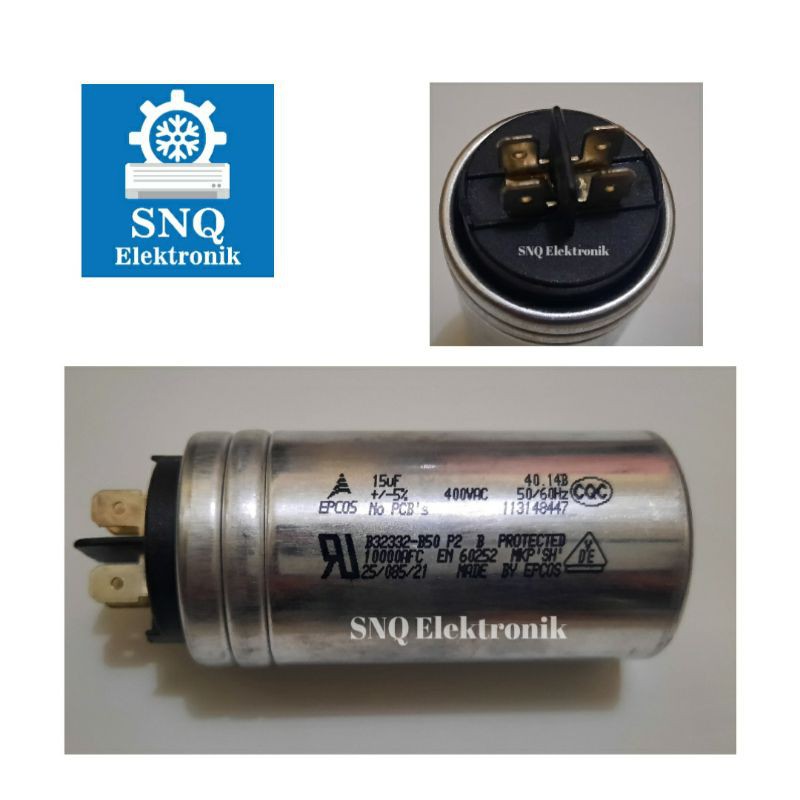 Jual Kapasitor AC panasonic 1/2 PK 15 uf original / Capasitor AC