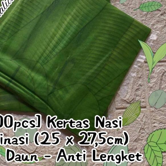 

➯ Kertas Nasi Laminasi Anti Lengket ~ Motif Daun Pisang Uk. 25x27,5cm ⅍
