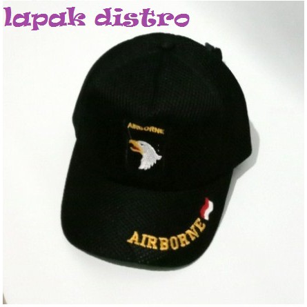 Topi pria murah trendy logo Airborne hitam