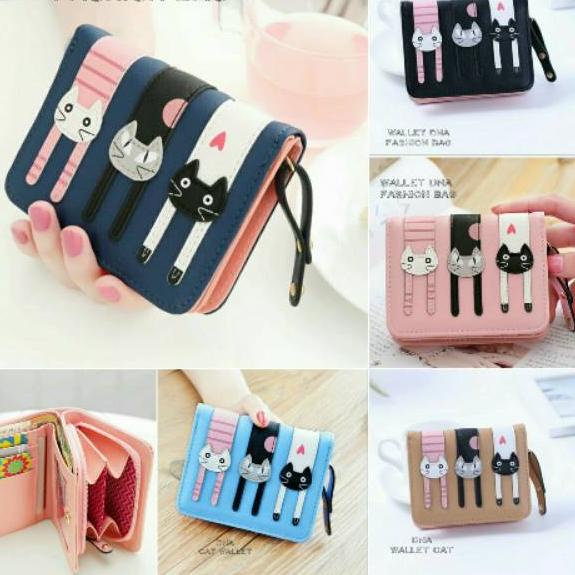 ☜ Dompet mini 3kucing /dompet wanita /dompet lipat murah ✶