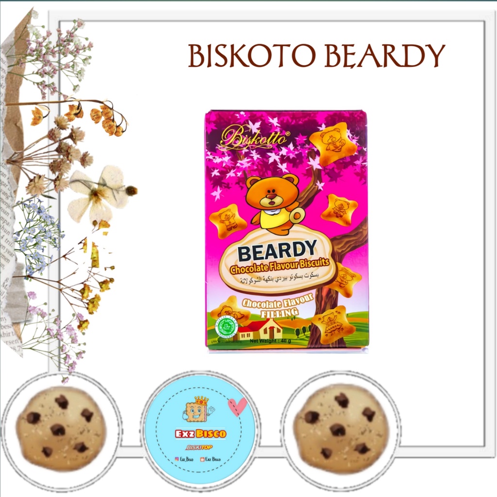 

EXZBISCO - BISKOTO BEARDY 40gr Biskuit Anak Dewasa Enak Renyah Biscuit Rasa coklat