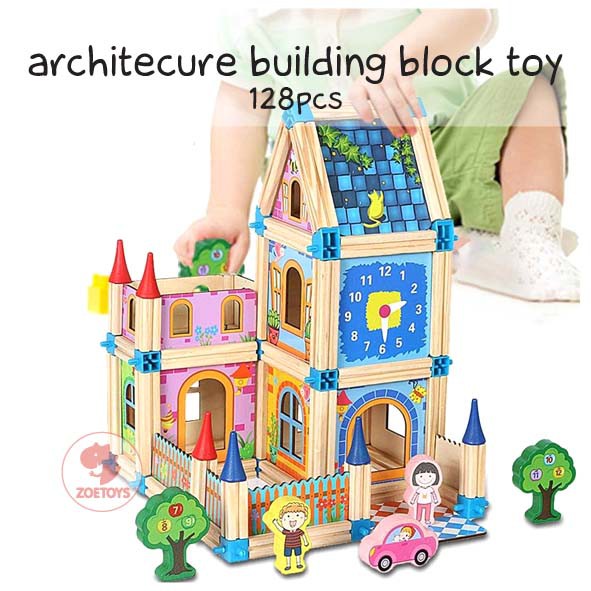 Zoetoys Architecture Building Block Toy 128 268 | Wooden Toys Building Blocks Pretend Toys Doll House Kit | Mainan Arsitektur Bangun Rumah Balok Edukasi Anak | Cari Kado Natal