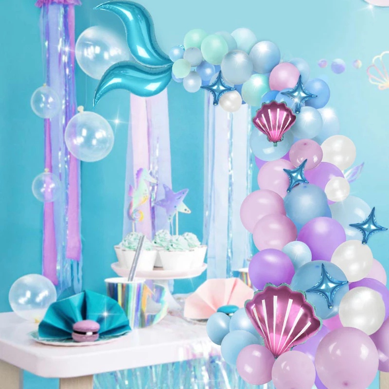 87 Pcs Pack Mermaid Balloon Garland Arch Mermaid Theme Birthday Party Decorations Supplies / Under the Sea Little Mermaid Balloons For Child Adult Birthday Wedding Home Decor Party Supplies