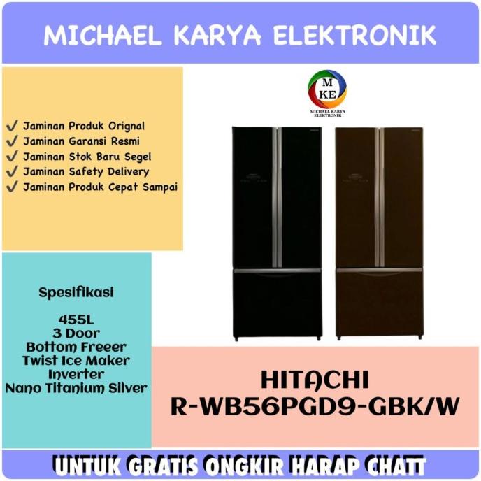 HITACHI R-WB56PGD9-GBK HITACHI KULKAS MULTI DOOR RWB56PGD9 GLASS DOOR