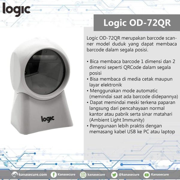 BARCODE SCANNER LOGIC - OD-72QR 1D & 2D USB OMNIDIRECTIONAL