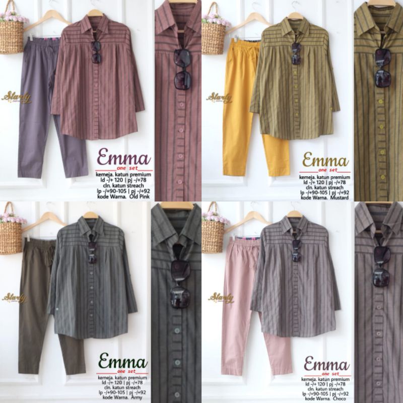 EMMA ONE SET SETELAN CELANA WANITA BAJU KERJA KANTOR BAGUS MURAH JUMBO BIG SIZE