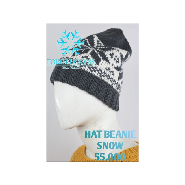 IMPORT Hat Beanie Snow Grey Topi Kupluk Abu Hat Beanie Grey Winter Musim Dingin