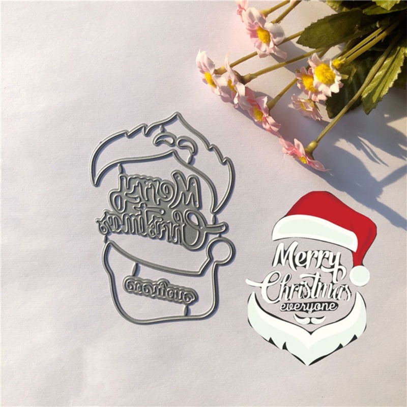 Cetakan Stensil Cutting Dies Motif Santa Claus Natal Bahan Metal Baja Karbon Untuk Scrapbook / Craft DIY