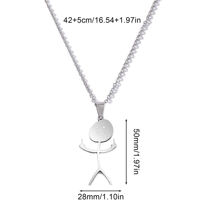 Kalung Rantai Klavikula Desain Jari Tengah Bahan Stainless Steel