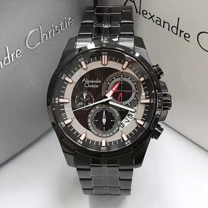 Super Sale jam tangan pria original Alexandre Christie AC 6496 MC FULLBLACK Ready Stock