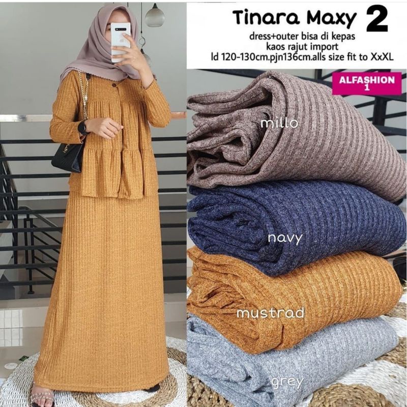 youras set gamis outer cardigan muslim kaos knit rajut import terbaru terlaris termurah cod