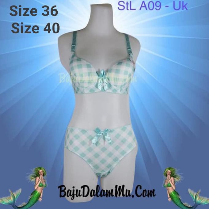 Produk Terbaik Setelan Celana Dalam & Bra Motif Kotak-Kotak Stl A09 - Uk