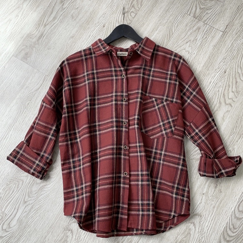 ANNA SHIRT / KEMEJA TARTAN WANITA-MAROONA