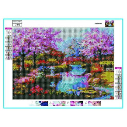 DIY Full Drill Diamond Painting - 5D Japanese Lotus Pond Stitch Kit