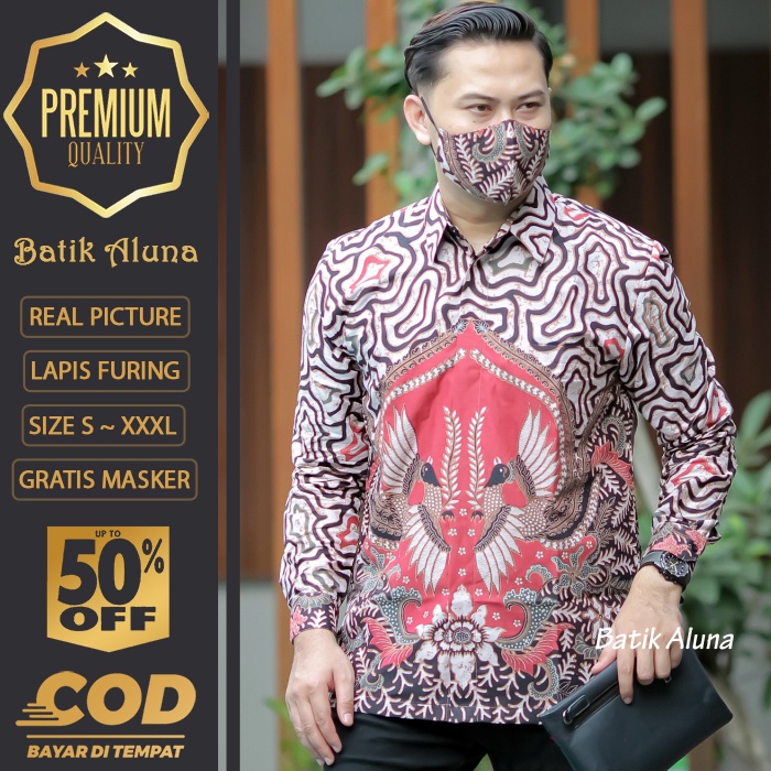 BATIK PRIA LENGAN PANJANG MEWAH PREMIUM ALUNA PRABUSENO SHANGHAI KERIS KEMEJA BATIK ACARA NIKAHAN KE