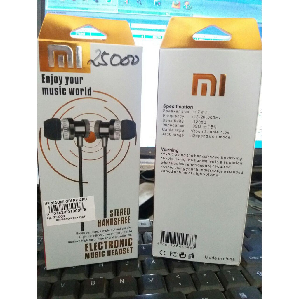 HEADSET MURAH/ XIOMI Stereo Handsfree Ori