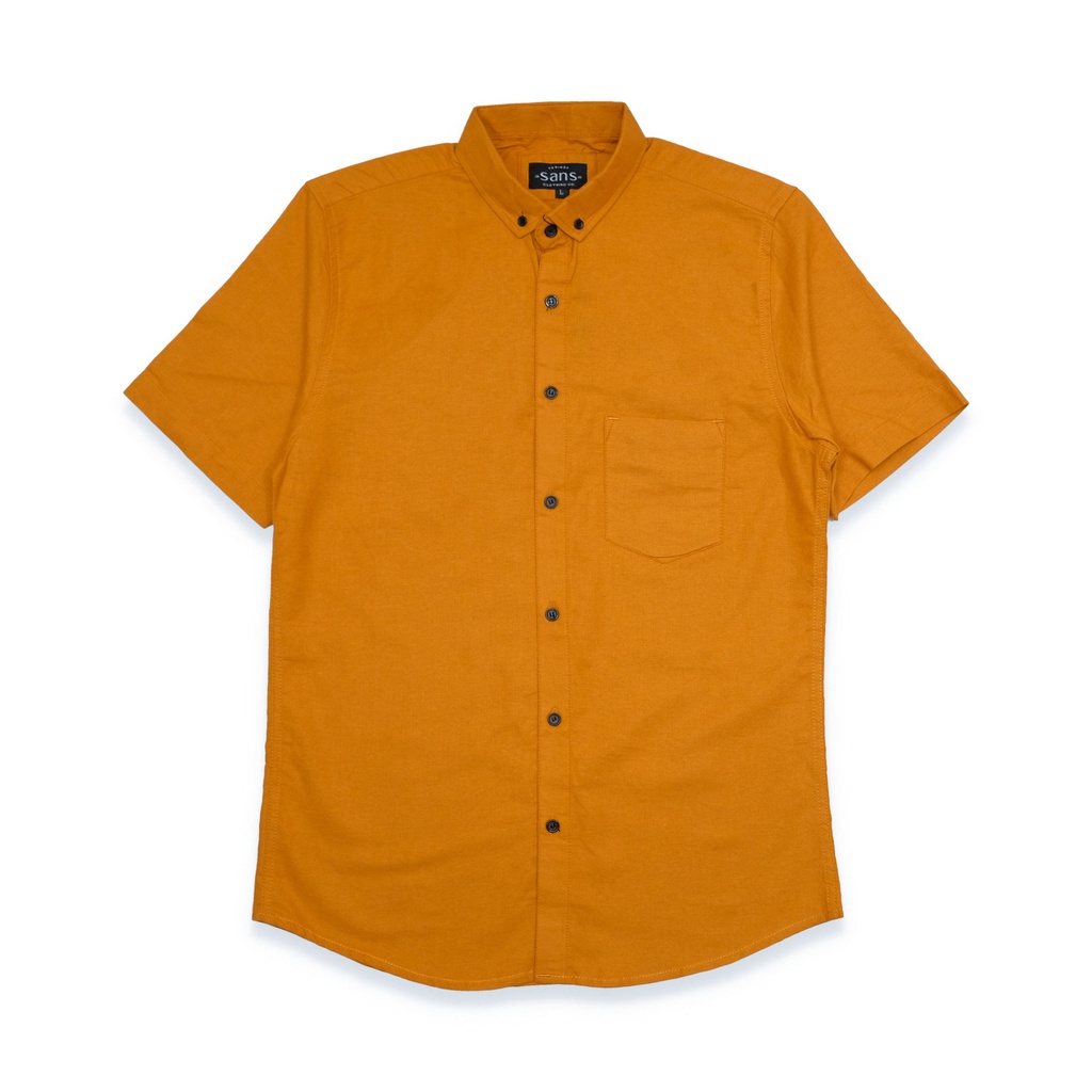 SANVANINA Kemeja Slim Fit Pria Mustard Polos | Short Basic Rami Mustrad E-1507G