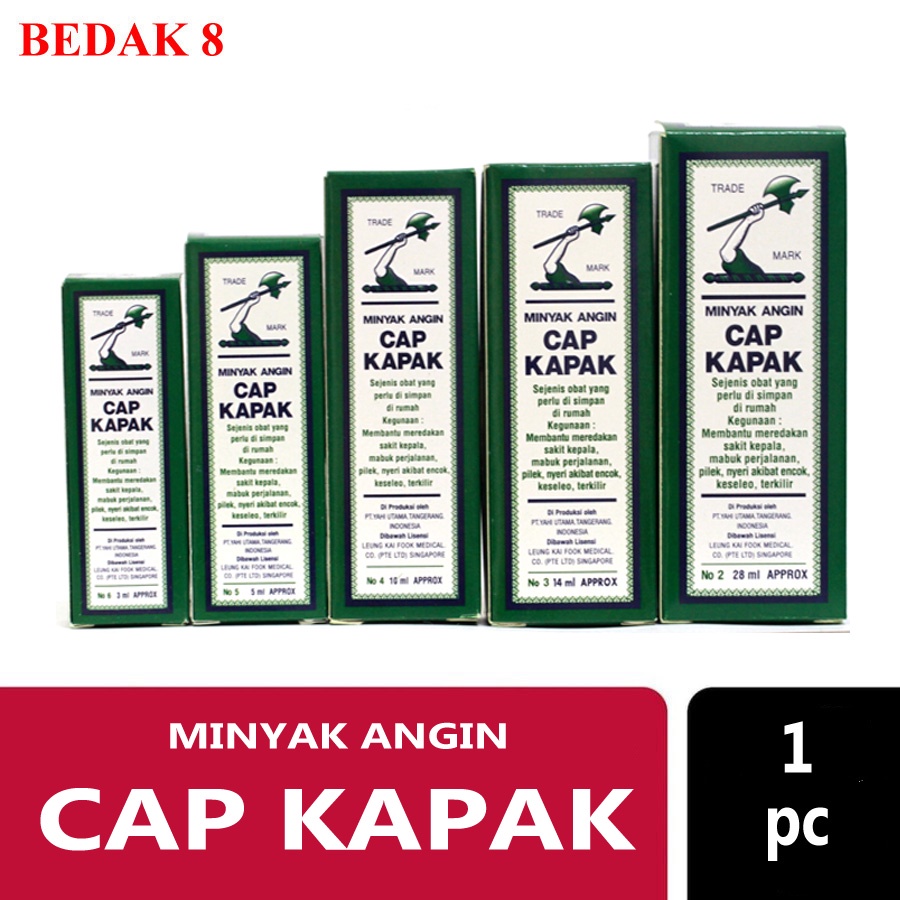 Minyak Angin Cap Kapak 3 ml/ 5 ml/ 10 ml / 14 ml/ 28 ml