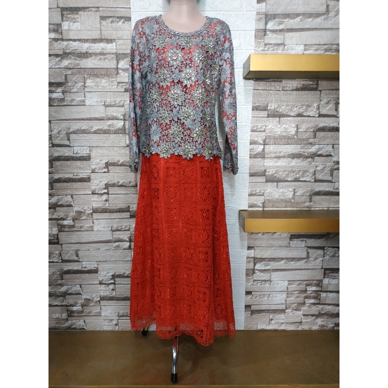 Gamis borkat/Gamis full borkat/Gamis bahan katun/Gamis reseleting belakang