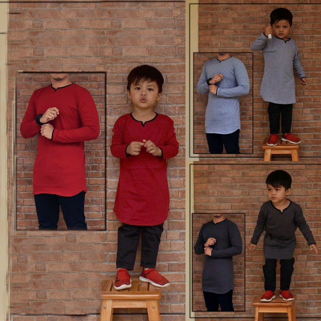 Baju Koko Kurta Kaos Couple Ayah dan Anak Laki Model Kurta Pakistan