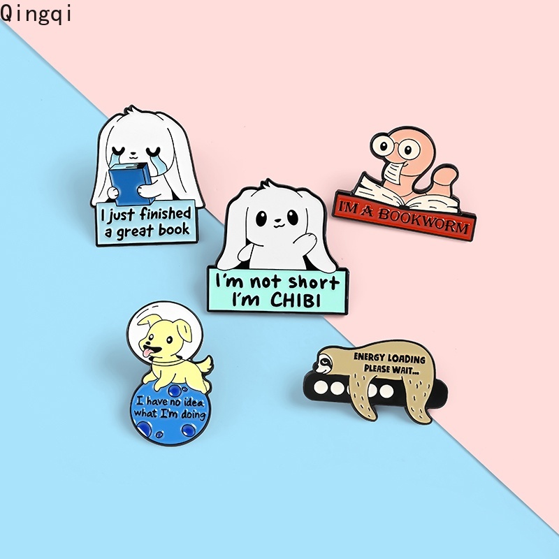 Bros Pin Enamel Desain Kartun Hewan Kungkang Kelinci Anjing Buku Untuk Hadiah Anak