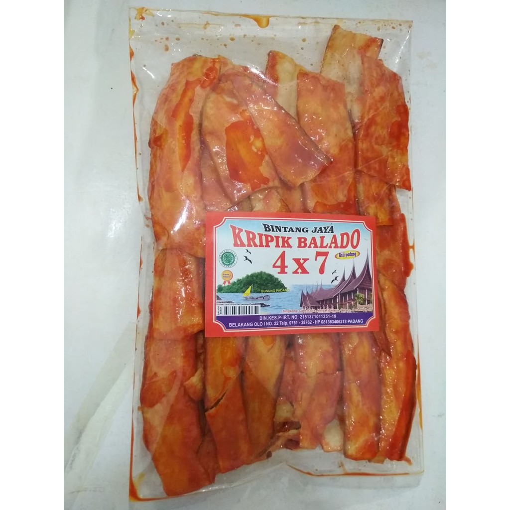 

Keripik Singkong Balado Panjang/Bulat Bintang 4 x 7 Jaya Khas Padang 500 gram