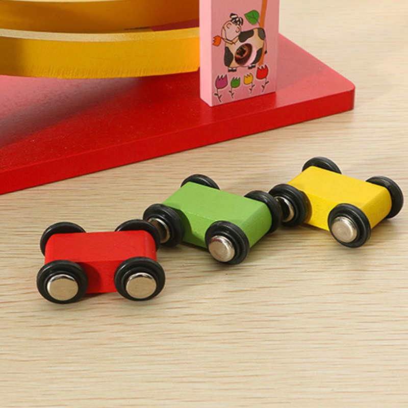 Candywood Baby Kids Wooden Ladder Gliding Car Wooden Slot Track Car Toy Educational Model Slide