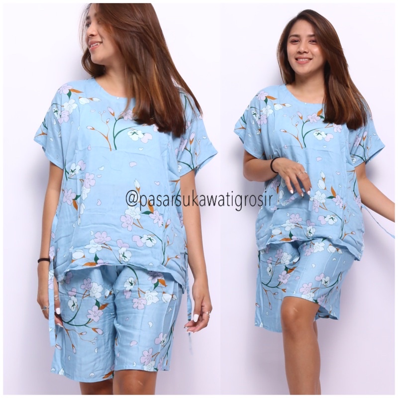 BAJU BALI SETELAN CELANA PENDEK PASTEL BABY DOLL MURAH GROSIR
