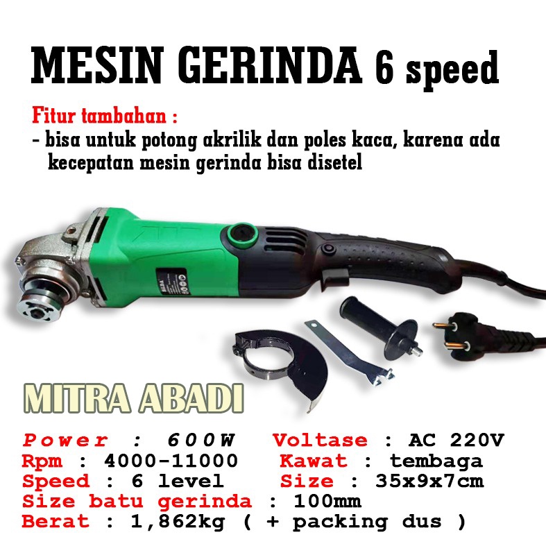Mesin Gerinda Poles Gurinda Tangan 6 speed Variable